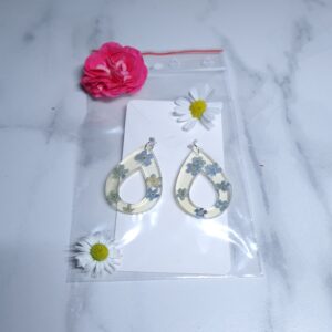 Kolczyki wiszące niezapominajki krople