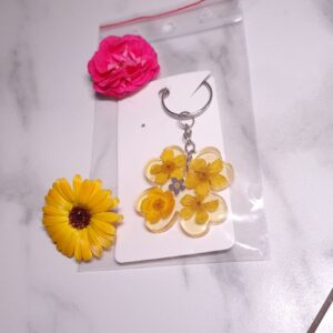 Breloczek koniczynka jaskier & niezapominajka