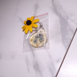 Breloczki kropla niezapominajka & złoto