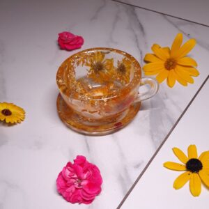 Filiżanka ze spodeczkiem Nagietek & Złoto