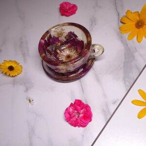 Filiżanka ze spodeczkiem – Róża złocień & Złoto