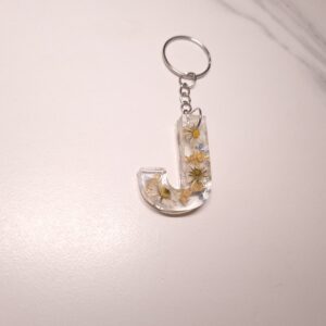 Breloczek literka stokrotka niezapominajka & złoto